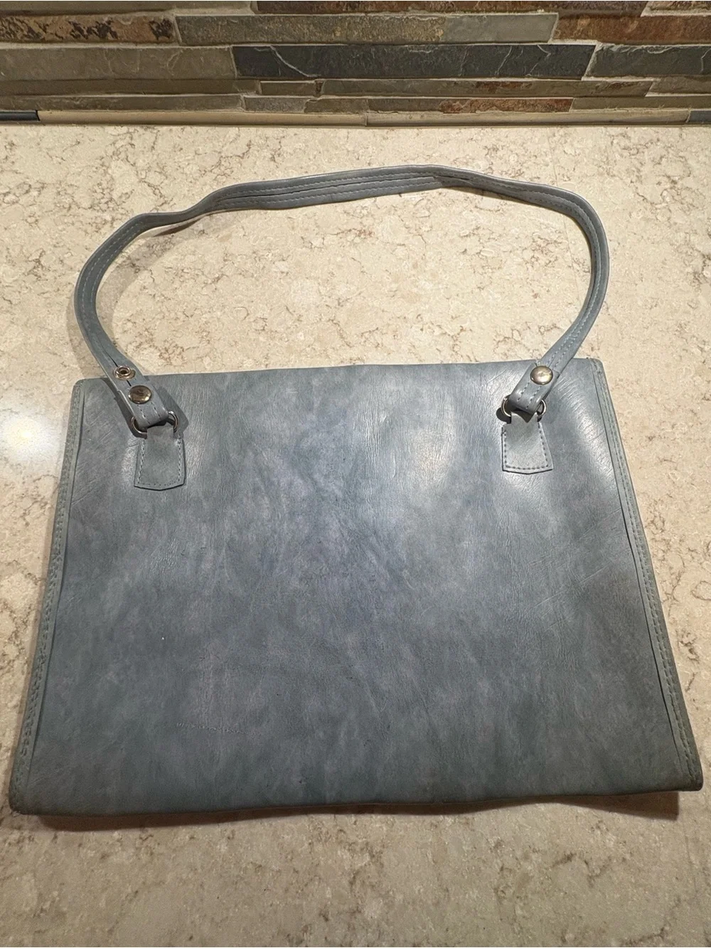 Blue Leather Shoulder Bag - Classic Men's Messenger